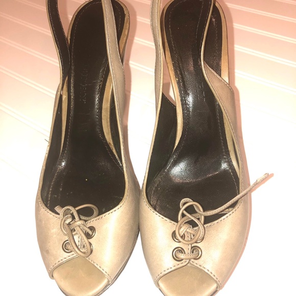 BURBERRY Brown  Leather High Heels Slingback Shoes - Picture 1 of 9
